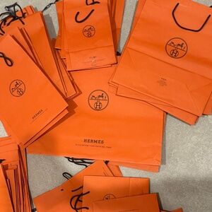 Authentic Hermes Orange Gift Paper Shopping Bags - All Sizes - Multiple of Each